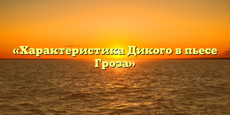 «Характеристика Дикого в пьесе Гроза»