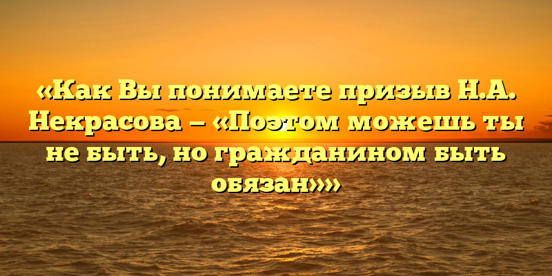 «Как Вы понимаете призыв Н.А. Некрасова — «Поэтом можешь ты не быть, но гражданином быть обязан»»