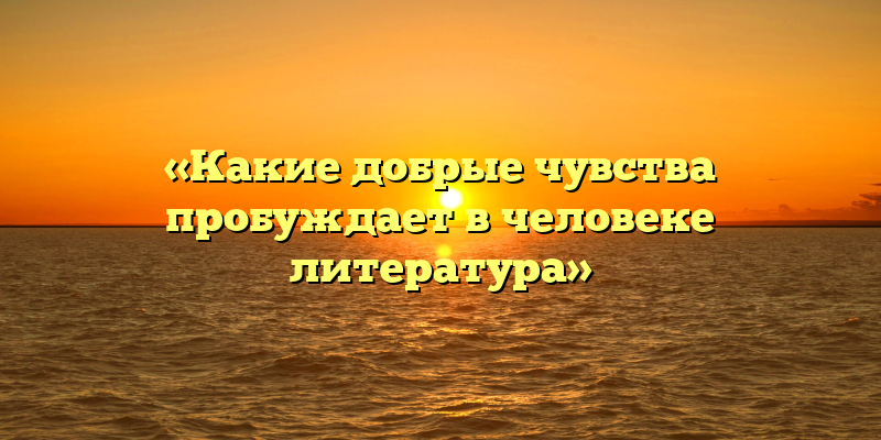 «Какие добрые чувства пробуждает в человеке литература»