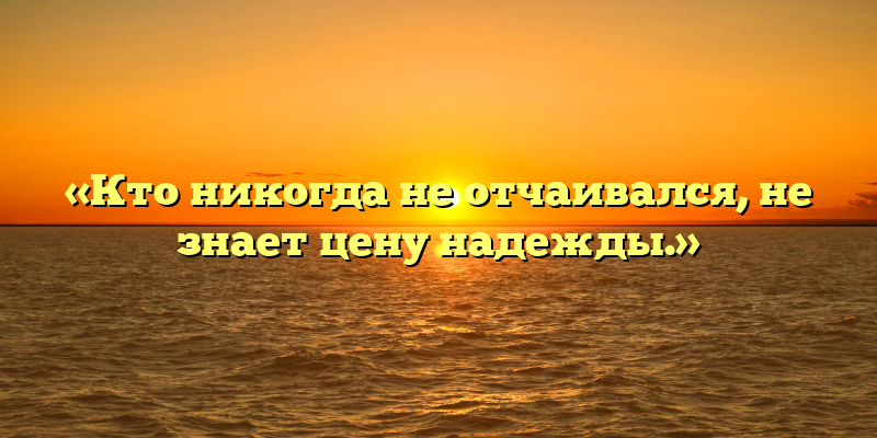 «Кто никогда не отчаивался, не знает цену надежды.»