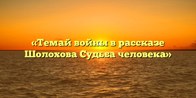 «Темай войны в рассказе Шолохова Судьба человека»