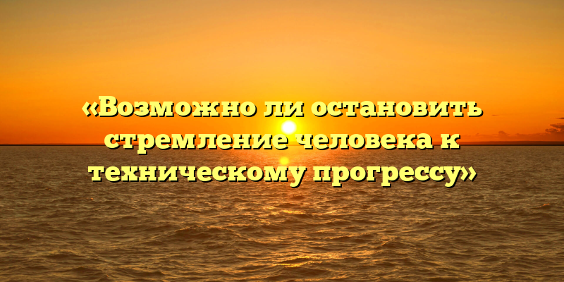 «Возможно ли остановить стремление человека к техническому прогрессу»