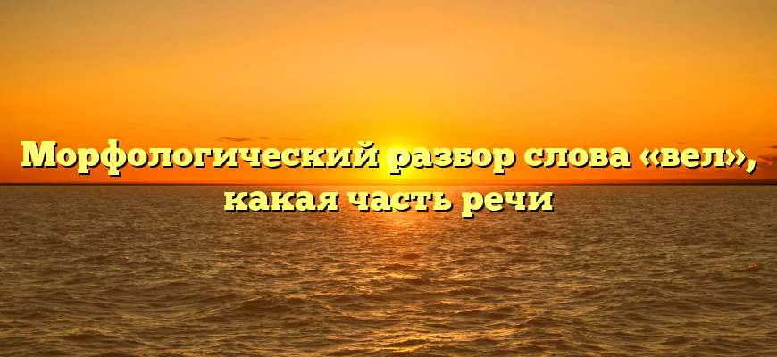 Морфологический разбор слова «вел», какая часть речи