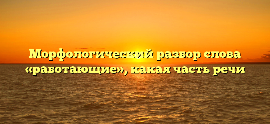 Морфологический разбор слова «работающие», какая часть речи