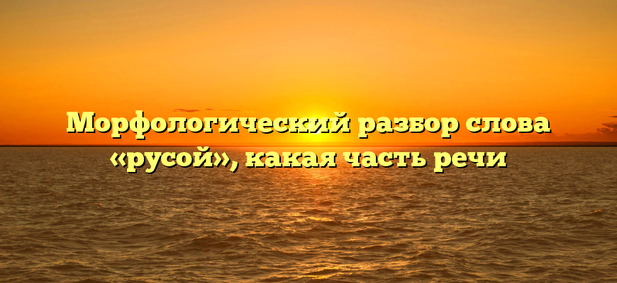 Морфологический разбор слова «русой», какая часть речи